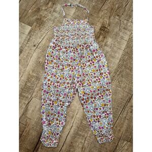 Old‎ Navy Kids Floral Smocked Halter Jumpsuit White Pink Yellow 4T